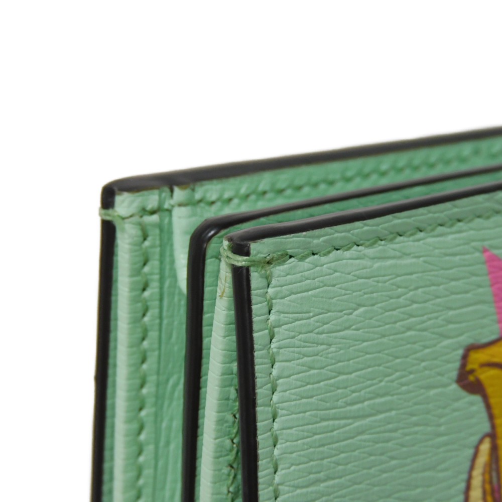 GUCCI 二つ折り財布 ミントグリーン 猫デザイン レザー GUCCI グッチ