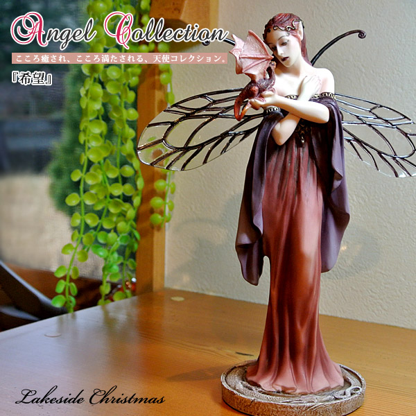 中古 ほおづえ 妖精 天使 少女像 金色の羽 大理石風の台 ほおづえ 妖精