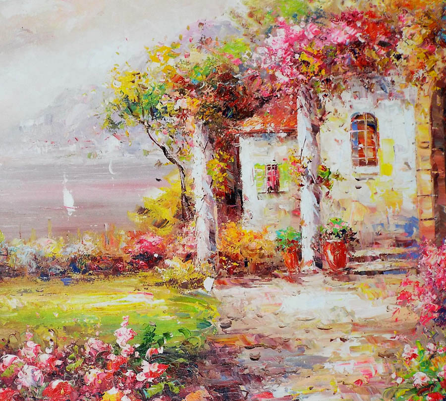 油絵 壁掛け 風景画 豪華な額 油絵 風景 絵画 風景画 額装 油絵 油絵 風景