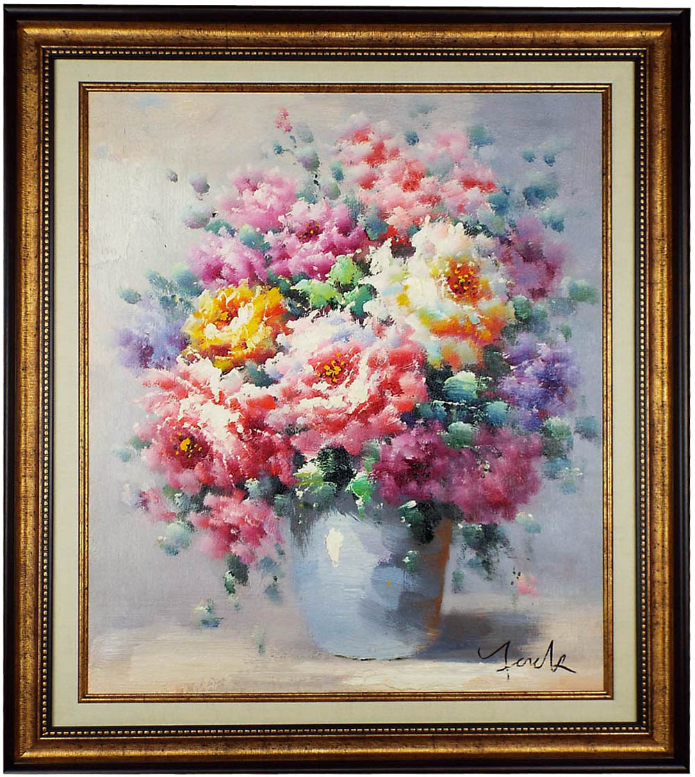 絵画 インテリア 絵 油絵 uF6-111102 花と花びん 絵画 インテリア 絵