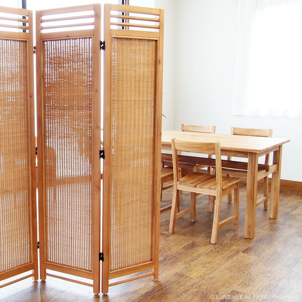 籐家具꧂ラタン4連パーテーション ブラインド 間仕切り 昭和レトロ