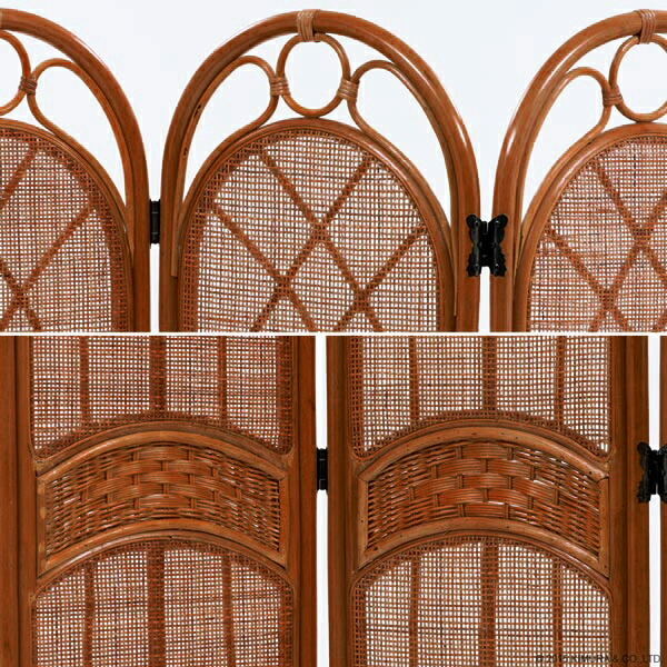 アンティーク 木製 アーチ型 3連パーテーション 衝立 間仕切り