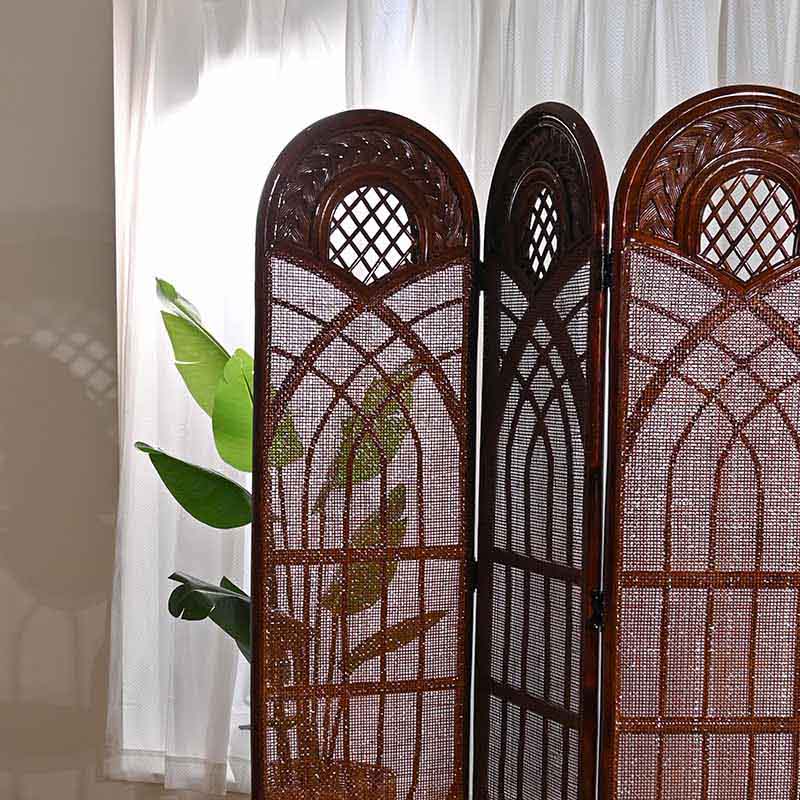 美品籐 ラタン4連スクリーン 4連 ラタンパーテーション 籐 衝立 間仕切