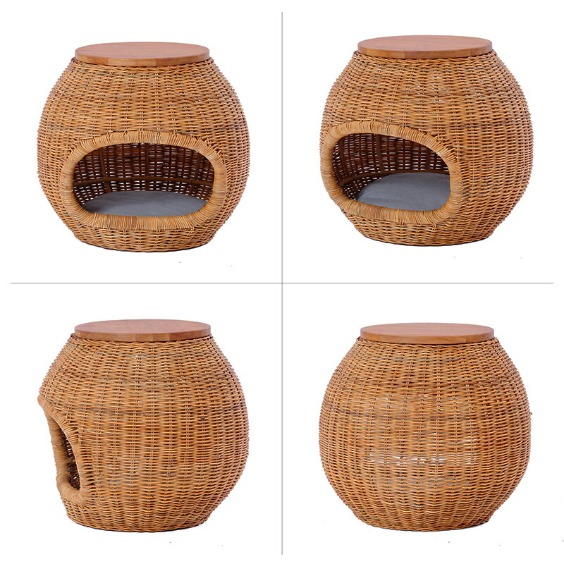 楽天市場】ペットハウス ラタンテーブル 籐製 サイドテーブル 籐家具