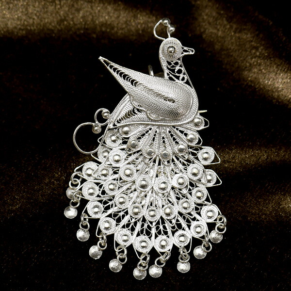 楽天市場】フィリグリー 孔雀 ブローチペンダント 美しい手仕事の繊細