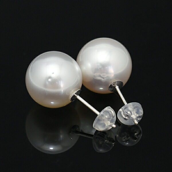 本真珠南洋白蝶真珠 レモン茶金11.4×9.8㍉s925ピアスBL915