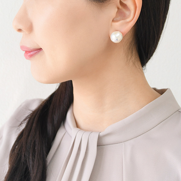 楽天市場】14mm バロックパール 淡水真珠 ピアス イヤリング K18 K14