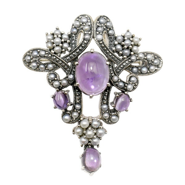 楽天市場】碌山 アメジスト シードパール ブローチペンダント