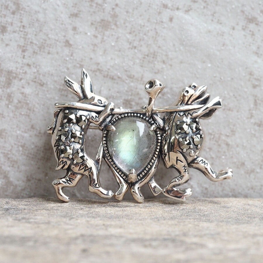 楽天市場】碌山 鳥獣戯画 宴会の準備 ブローチ ラブラドライト 高山寺