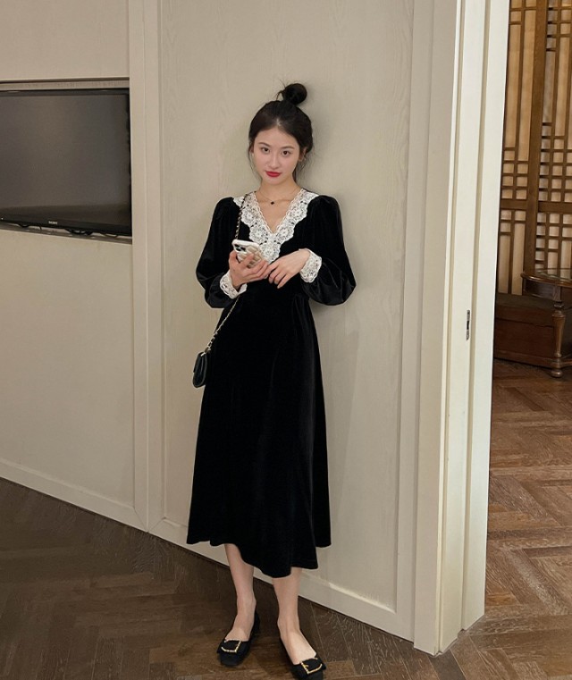 楽天市場】ベルベット ワンピース パーティードレス 結婚式 お呼ばれ