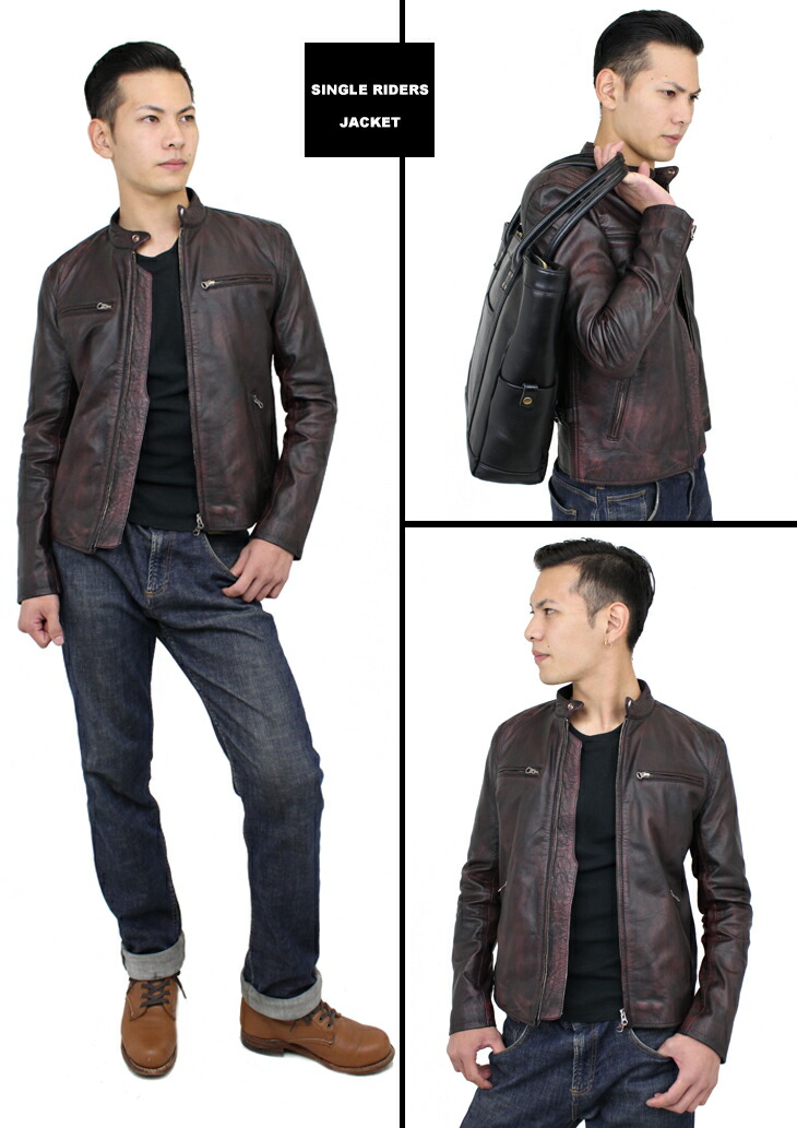 YJ125シングルライダースL 山羊革 黒 エポレット 裏地カーキ YJ125
