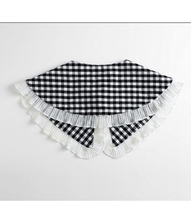 楽天市場】付け衿 チェック柄 レディース 付け襟 白黒チェック フリル