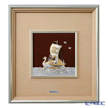 関 武比古 純銀 額 帆船 6号 大洋をゆく白い帆 煌く波 金銀工芸 伝統