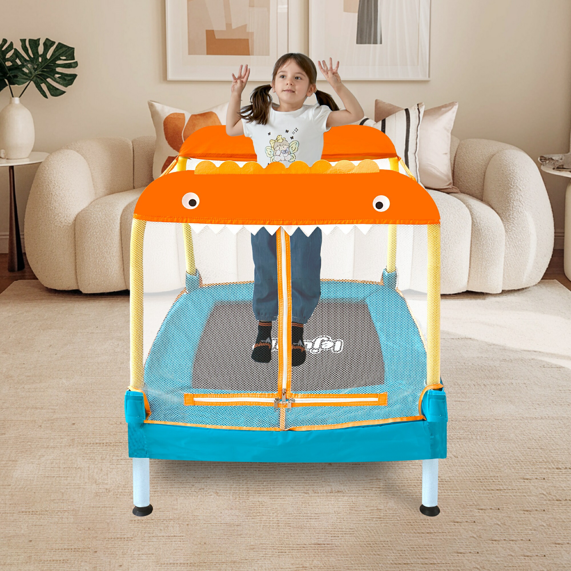 LEJUMP 3分で簡単組立可能 トランポリン 子供用 室内用 折りたたみ型