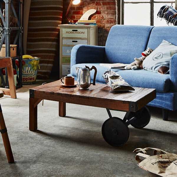 楽天市場】ローテーブル 天然木 ミッドセンチュリー 車輪付 トロリー