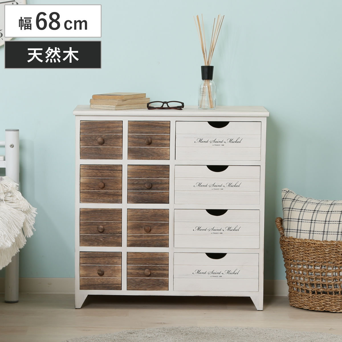 楽天市場】チェスト 幅68cm 3列4段 アンティーク調 （ 収納 棚