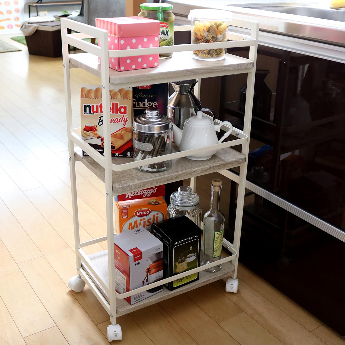 楽天市場】キッチンワゴン 幅43.5cm 3段 ヴィンテージ調 （ キッチン