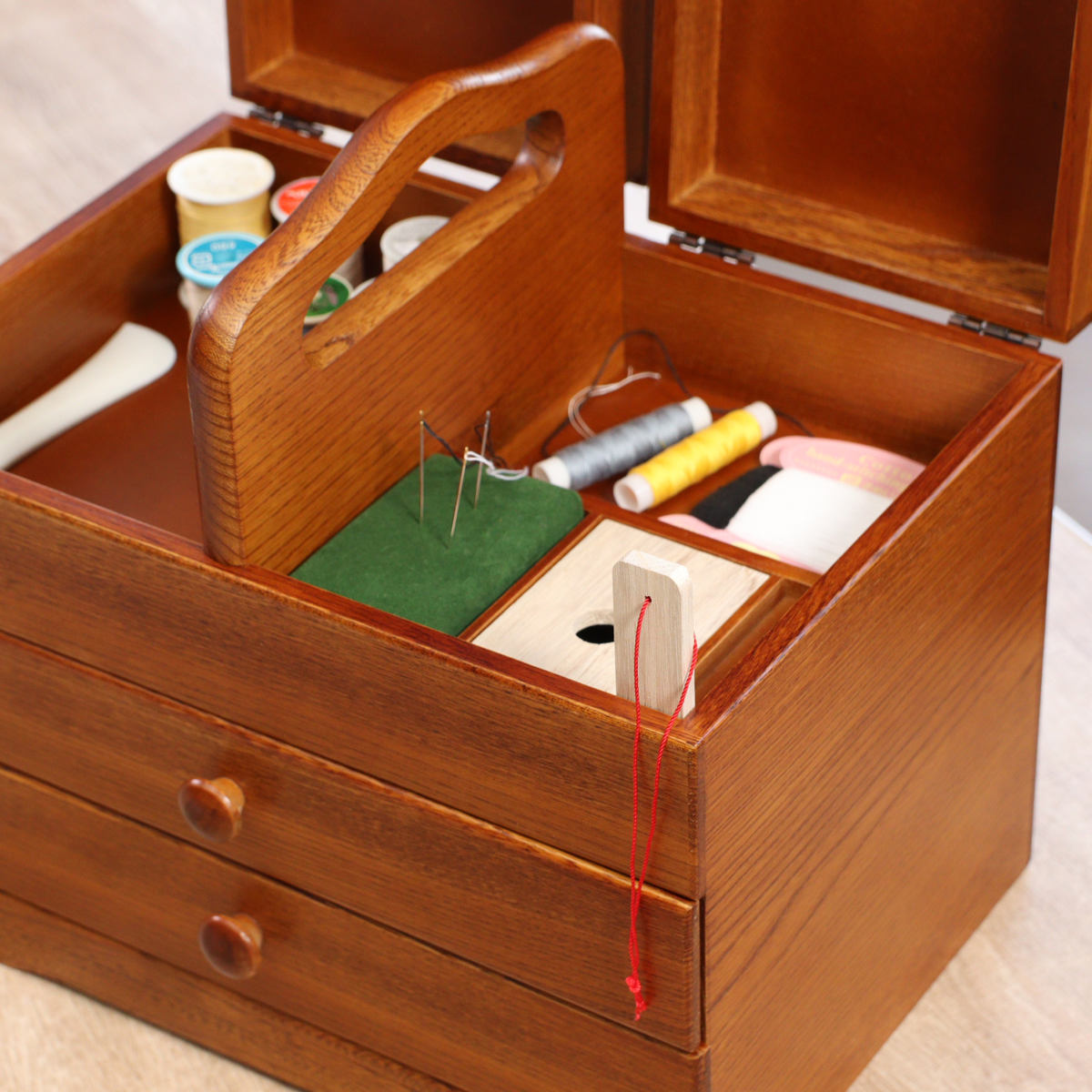 楽天市場】ソーイングボックス 木製 引出し付 あおい 幅32.5cm （ 日本