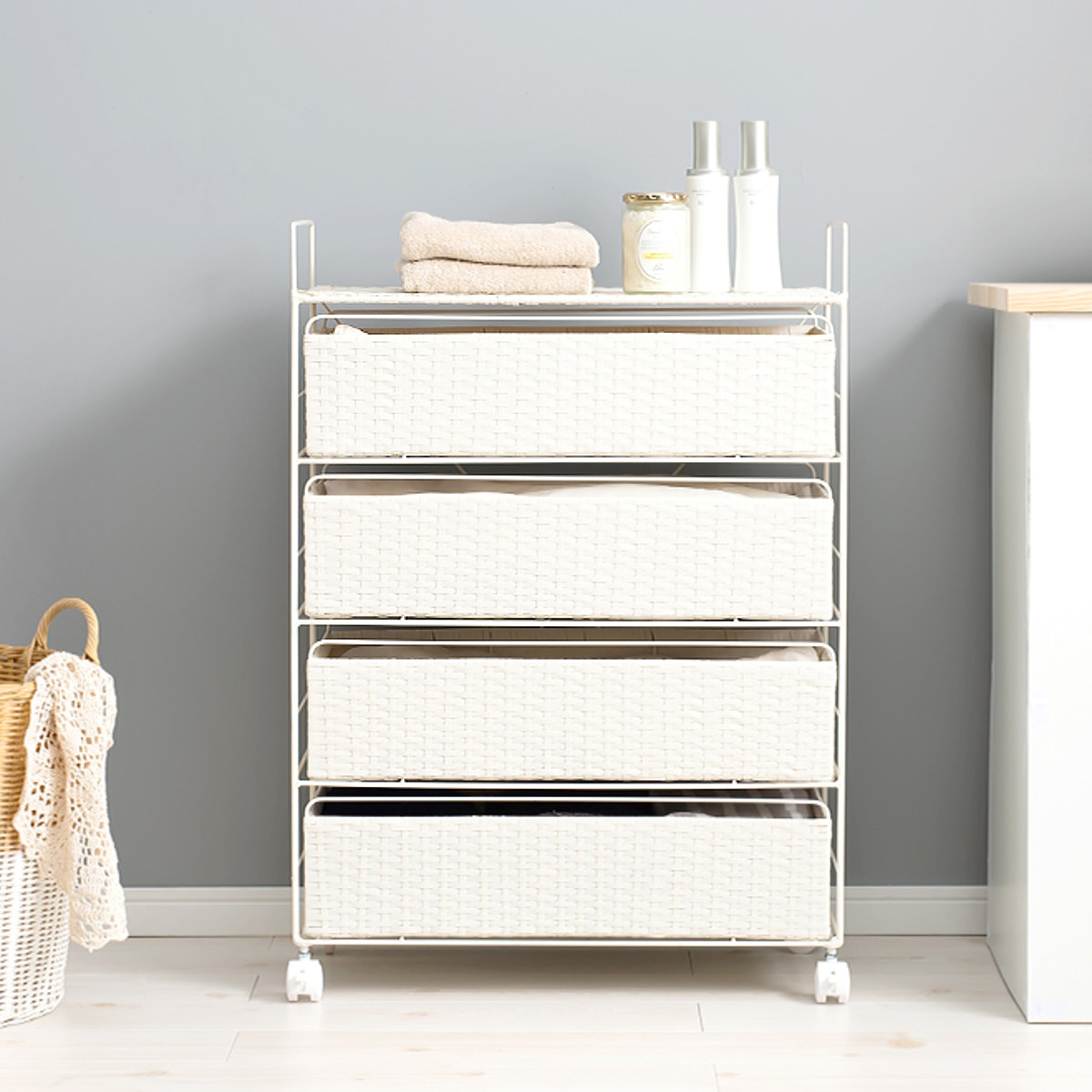 楽天市場】ランドリーチェスト 4段 幅60cm 高さ85cm キャスター付