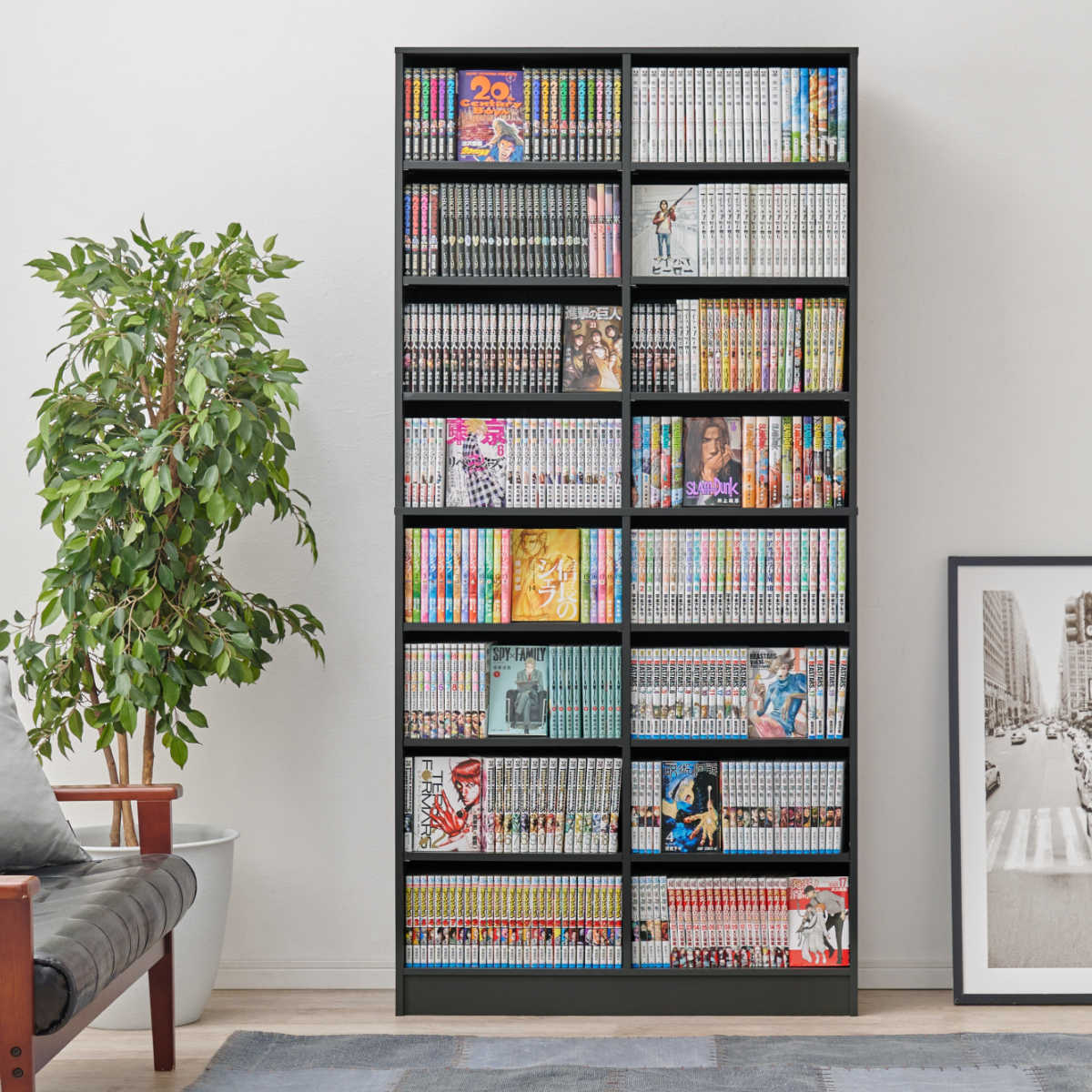 楽天市場】本棚 幅90cm コミック800冊収納 前後収納 可動棚 漫画収納