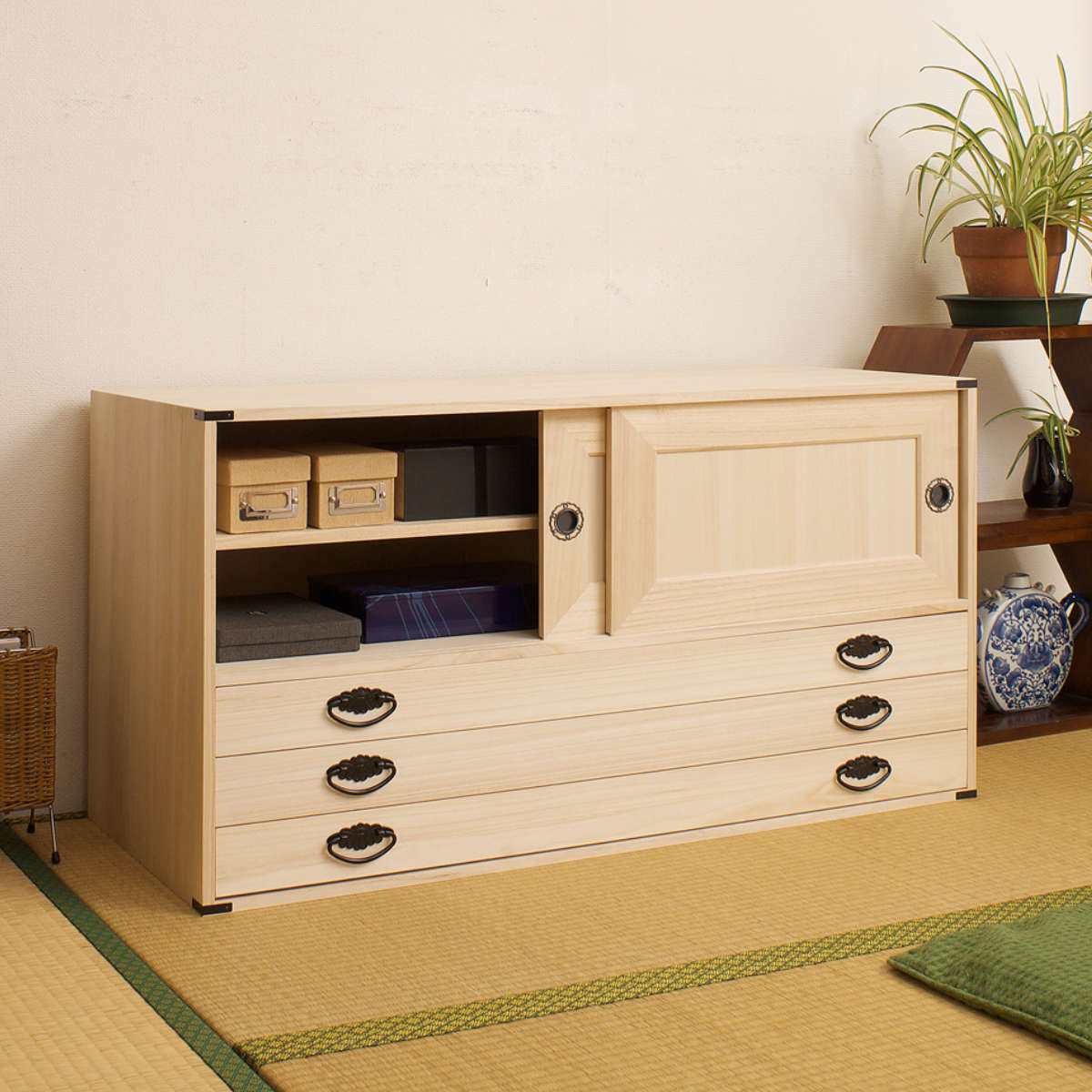 楽天市場】桐タンス 幅99.5cm 引出し3段 上置き兼用 引戸 日本製 （ 桐