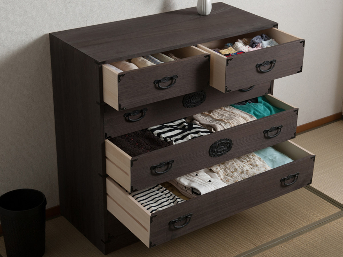 楽天市場】焼桐タンス 5段 民芸調 桐箪笥 日本製 幅100cm （ 桐タンス