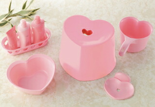 楽天市場】ハート 風呂イス 5点セット ローズピンク（ 風呂椅子 洗面