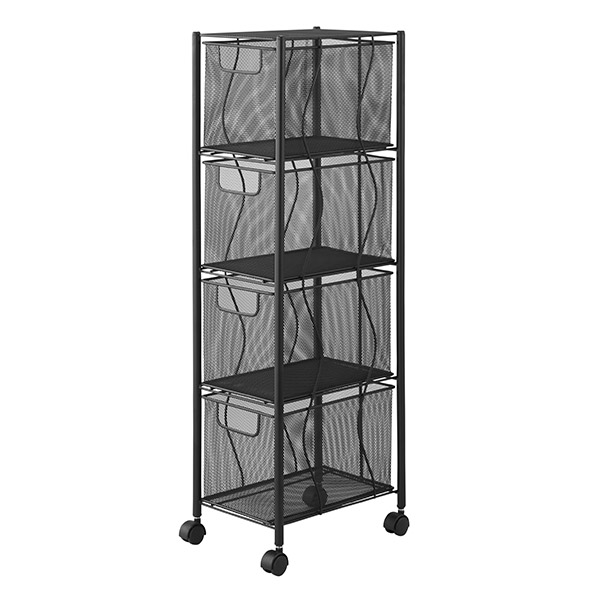 楽天市場】ワゴン 4段 引き出し スリム ブラック メッシュ ラック