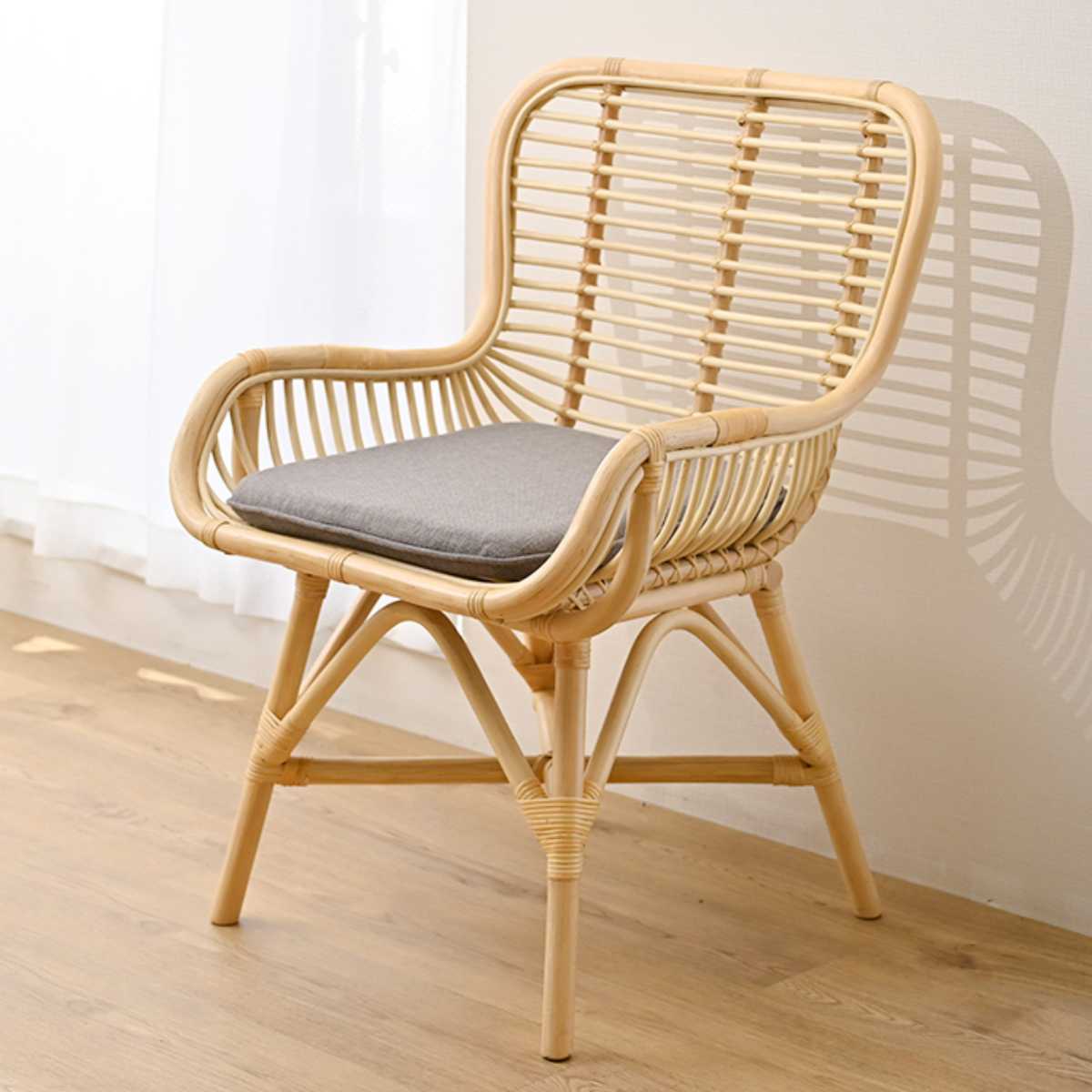 BTM ダイニングチェア 1脚 籐編みチェア 木製 チェア 椅子 イス 麻編み