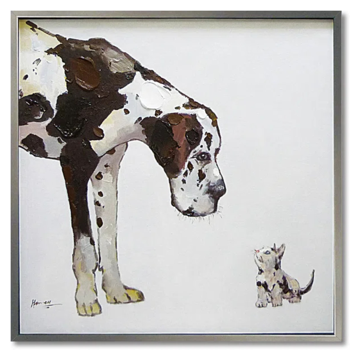 絵画 オイルペイントアート ベストフレンド 油絵 犬 猫 ダルメシアン