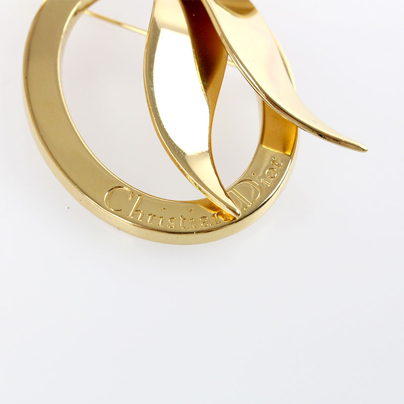 極美品】 Christian Dior ブローチ ロゴ ラインストーン 2726 極美品