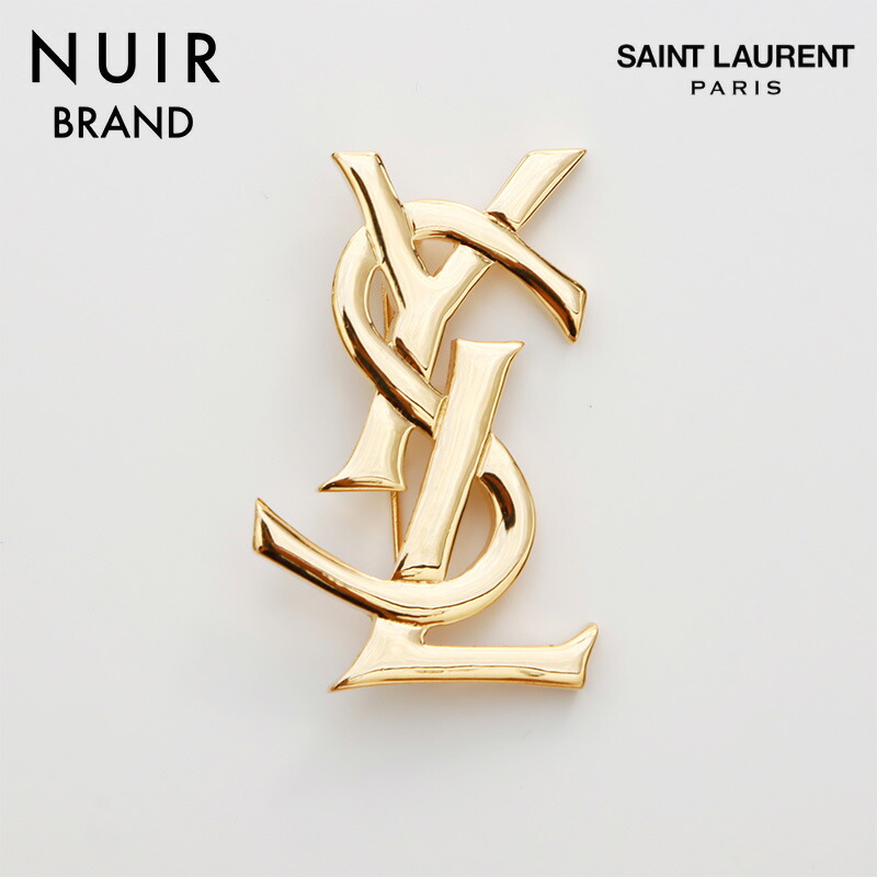 YSL ロゴブローチ ゴールドトーン クリスタル vintage】YSL ロゴ