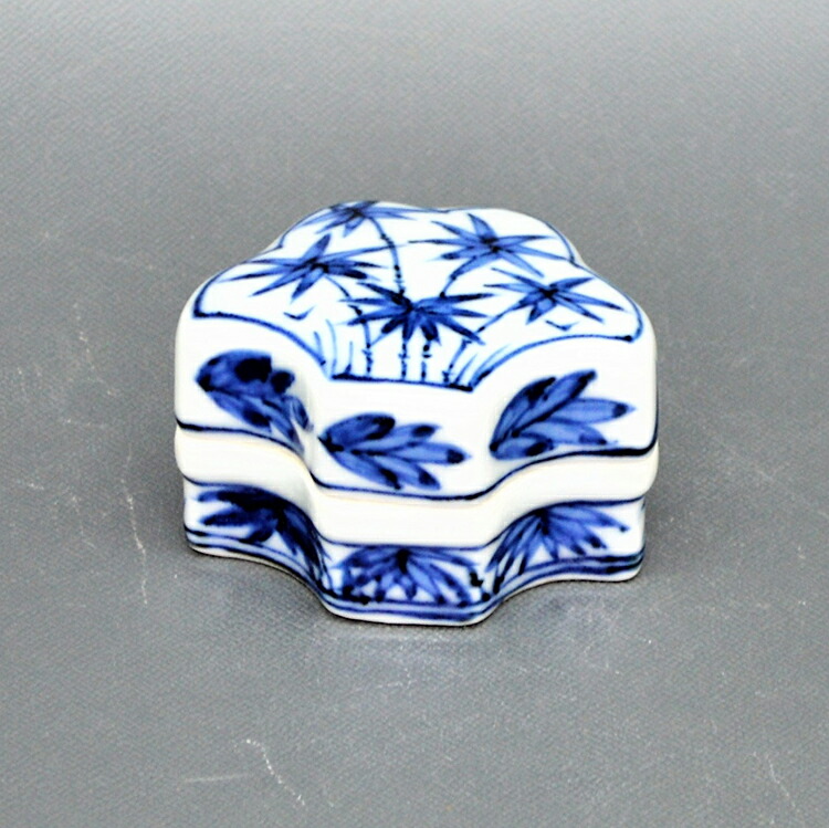 香合□南京古染付 擬宝瑞香合 呉須 桐箱 お茶道具 珍品