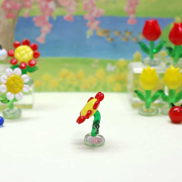 楽天市場】ガラス細工 お花(赤) 花 flower 植物 ミニチュア ガラス細工
