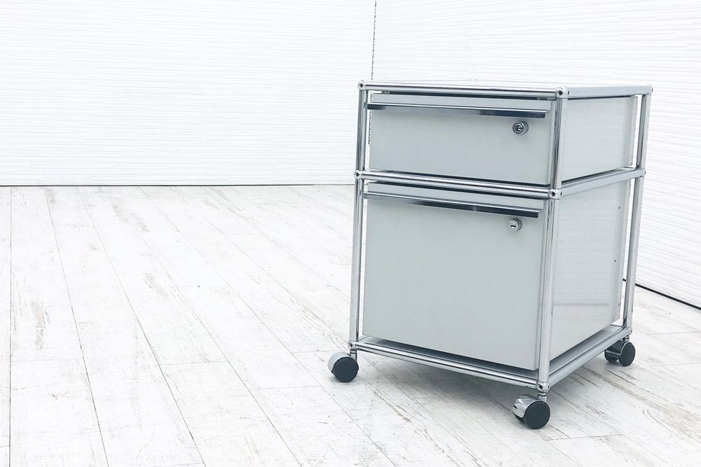 USM/ハラーシステム□ロールボーイ デスクワゴン 2段 鍵あり ホワイト