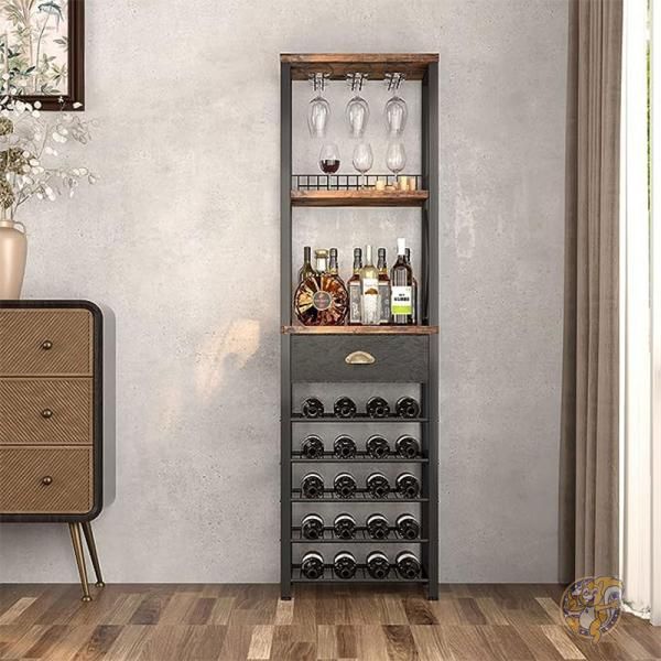 楽天市場】ワインラック 自立式 酒 グラス用 バーキャビネット 収納