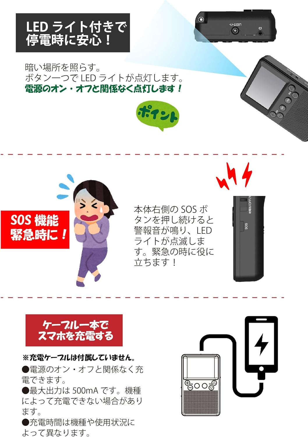 楽天市場】手回し充電機能付き2.8インチワンセグポータブルテレビ