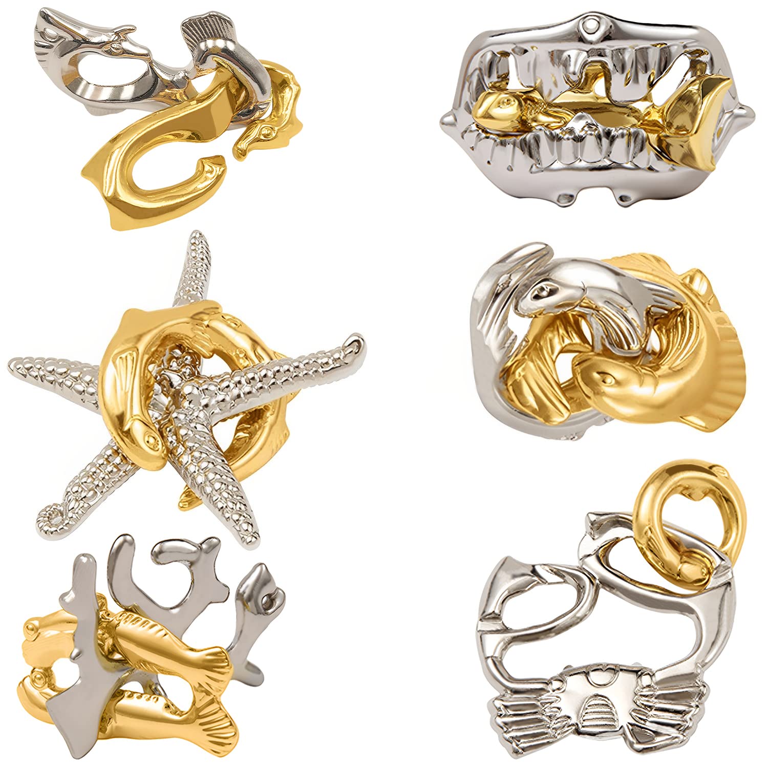 楽天市場】知恵の輪 知恵おもちゃ 6点セット 難易度6～2 リングパズル