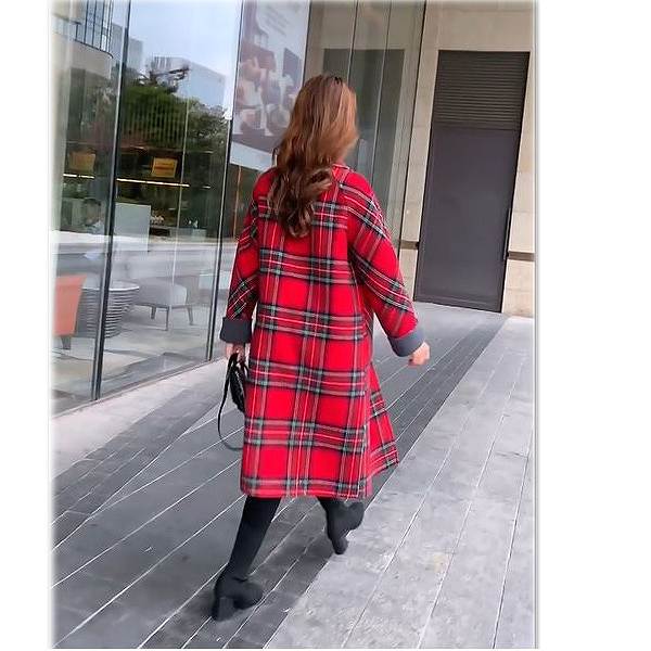 楽天市場】タータンチェックウールロングコート リバーコート ダブル