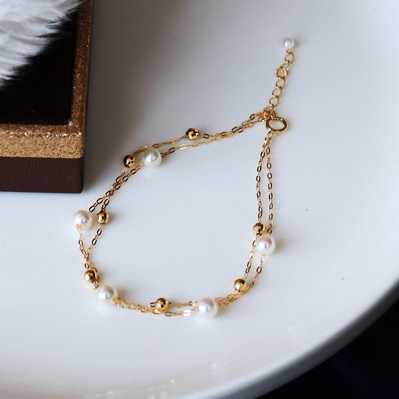 アコヤ真珠、あこやベビーパール ゴールド(染)と、あこや砂芥子パール