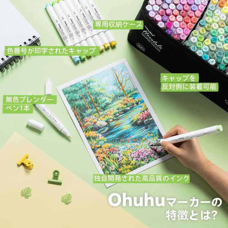 楽天市場】Ohuhu マーカーペン 筆タイプ 320色 プロ愛用 イラスト