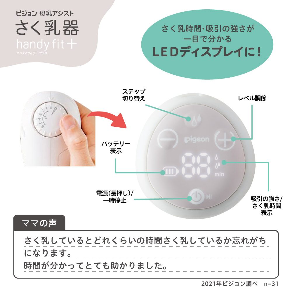 楽天市場】さく乳器 電動 handy fit＋ Light)| 0ヵ月〜 ピジョン 産後