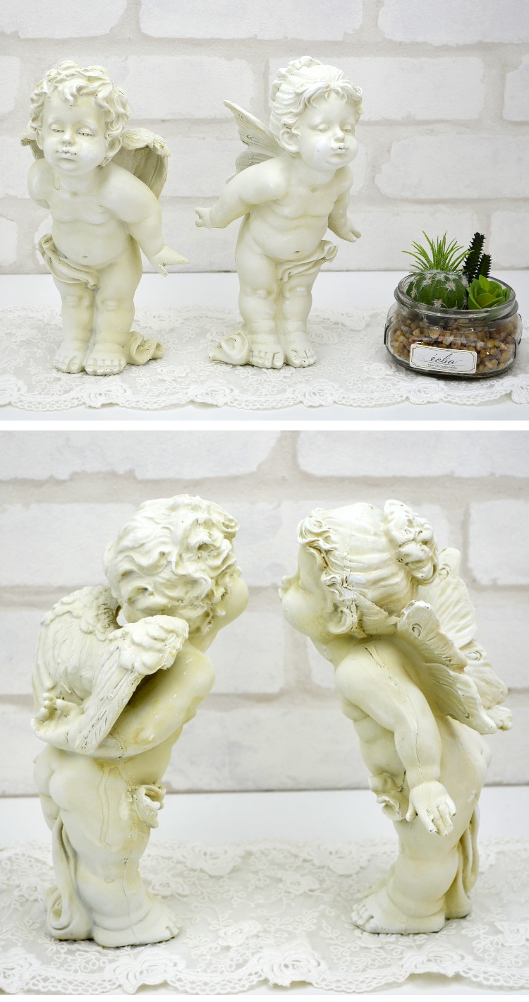 楽天市場】エンジェルペア ホワイト 男の子 女の子 オブジェ2個セット
