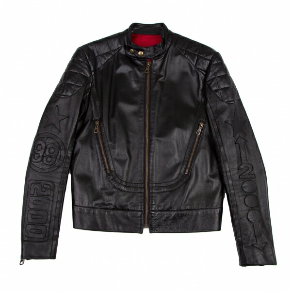 ジャンポールゴルチエ 本革 ラムレザー ライダースジャケット 42 黒