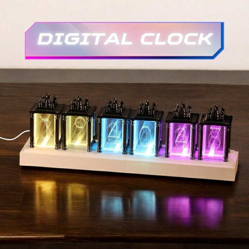 楽天市場】LED ニキシー管風 デジタル時計 置き時計 卓上時計 ネオン