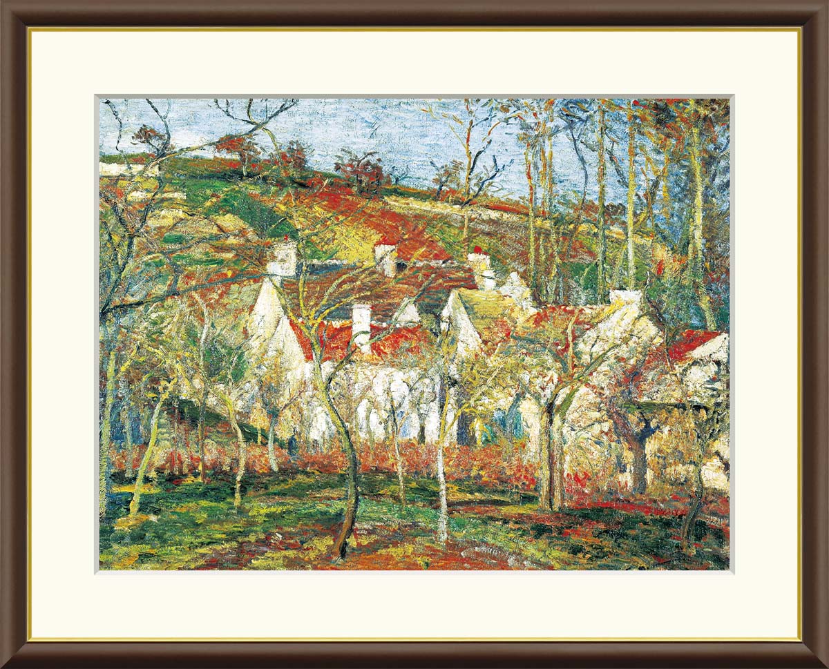 西洋画・複製画】赤い屋根、冬の効果 カミーユ・ピサロ 61×49.5cm F8