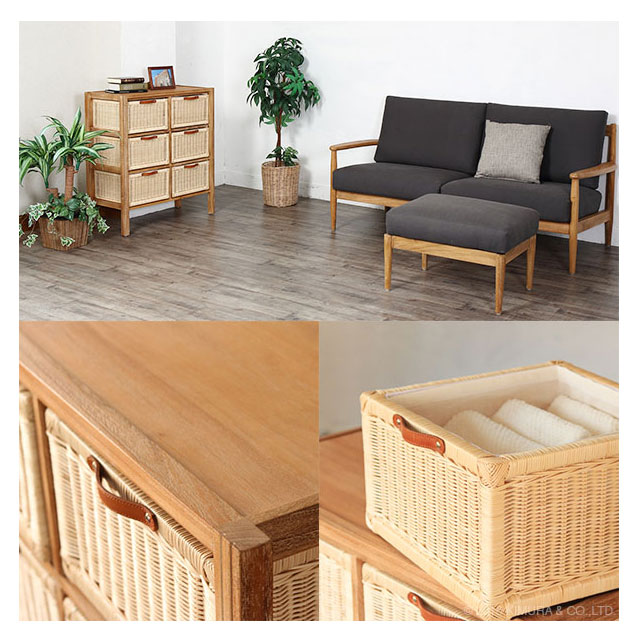 楽天市場】籐 ラタン チェスト 無垢 木製 3段 幅80cm たんす タンス