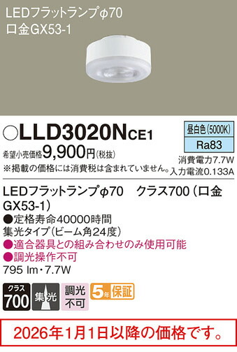 楽天市場】パナソニック フラットランプタイプ クラス700(口金GX53-1