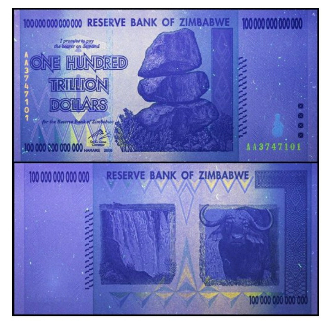 ジンバブエ 紙幣 100兆 ジンバブエドル紙幣 1枚 外貨 100兆ジンバブエ
