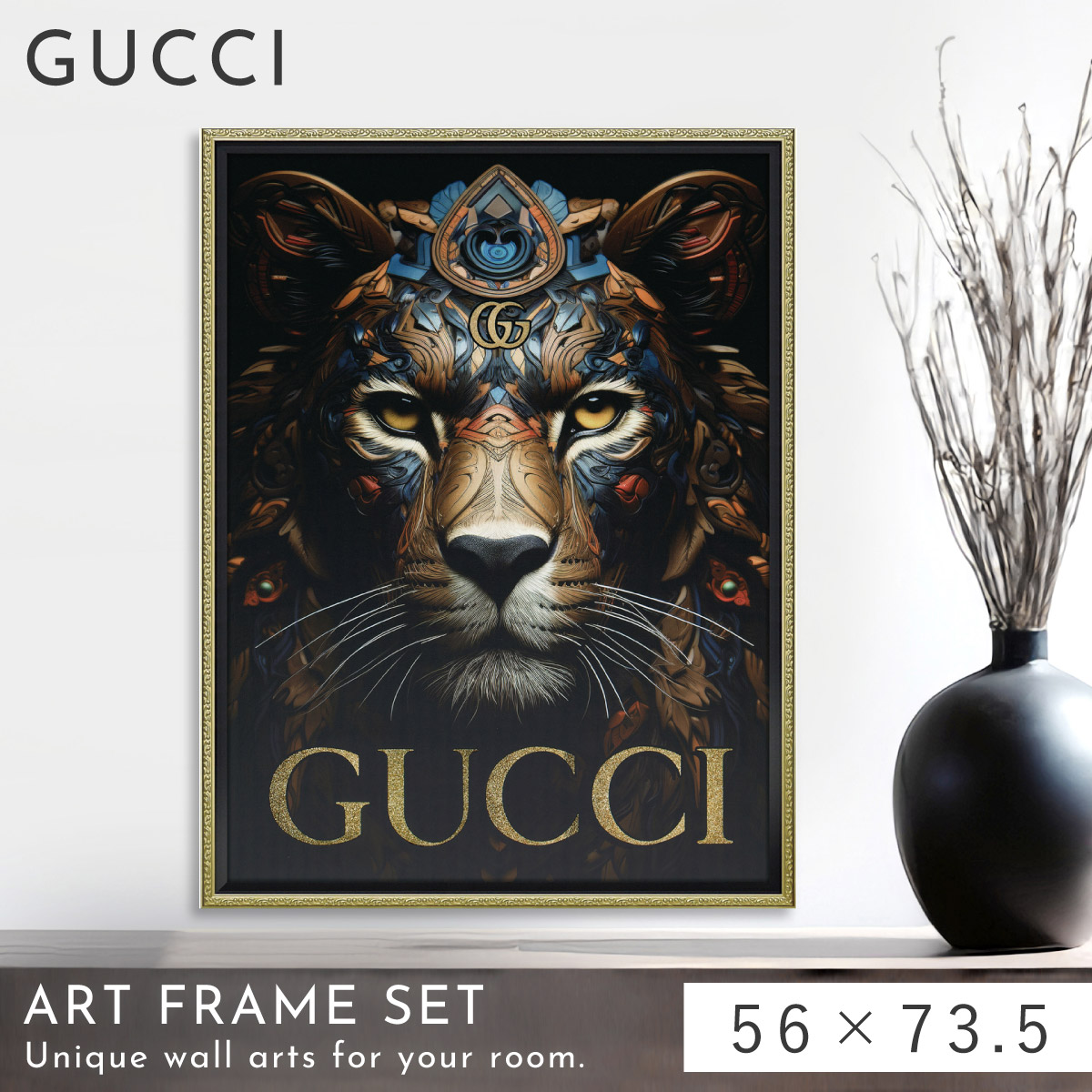 輸入雑貨 特殊強化ガラスアート 『GUCCI』 ミラーアート 60×40cm